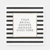 Zwart-wit gestreepte gouden bruidsdouche servet (Voorkant)