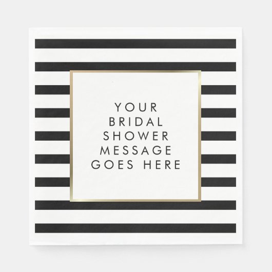 Zwart-wit gestreepte gouden bruidsdouche servet (Voorkant)