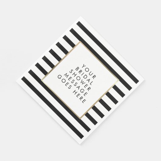 Zwart-wit gestreepte gouden bruidsdouche servet (Hoek)