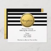 Zwart & Wit Gestreepte Gouden Cirkel Receptie Kaar Informatiekaartje (Voorkant / Achterkant)