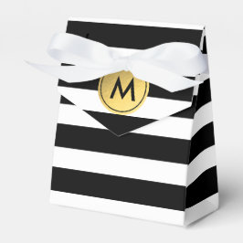 Zwart & wit gestreepte gouden folie feestfavorietd bedankdoosjes