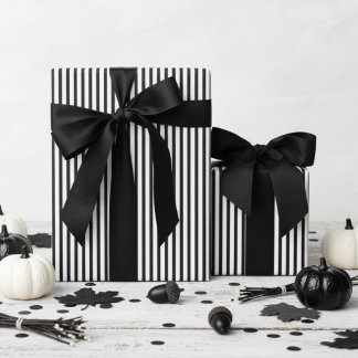 Zwart-wit gestreepte Halloween Cadeaupapier