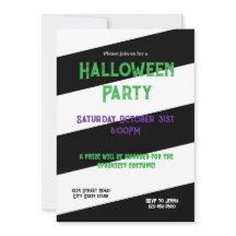 Zwart-wit gestreepte Halloween Party Invitation