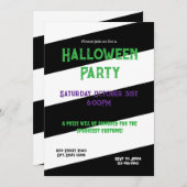 Zwart-wit gestreepte Halloween Party Invitation Kaart (Voorkant / Achterkant)