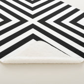 Zwart & Wit Gestreepte Hoekdoos Herhaal Patroon Sherpa Deken (3/4)
