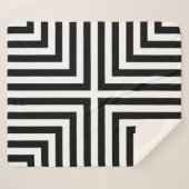 Zwart & Wit Gestreepte Hoekdoos Herhaal Patroon Sherpa Deken (Voorkant (horizontaal))