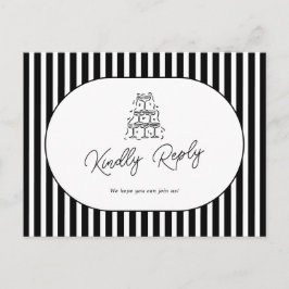 Zwart-wit gestreepte huwelijkslied verzoek RSVP Briefkaart