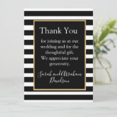 Zwart-wit gestreepte kant-en-klare bedankkaartjes kaart (Staand voorkant)