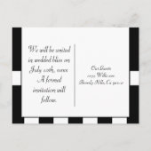 Zwart-wit gestreepte klassieke trouwstuk aankondigingskaart (Achterkant)