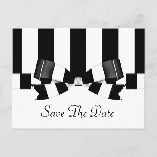 Zwart-wit gestreepte klassieke trouwstuk aankondigingskaart (Voorkant)