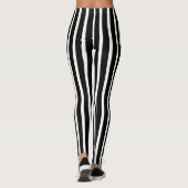 Zwart & Wit Gestreepte Leggings met Aangepaste Tek (Achterkant)