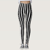 Zwart & Wit Gestreepte Leggings met Aangepaste Tek (Voorkant)
