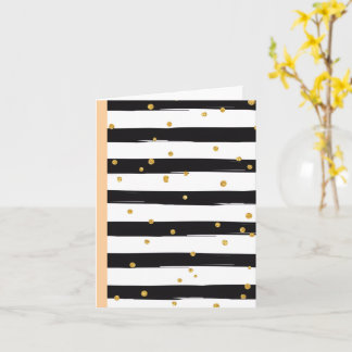Zwart-wit gestreepte met gouden confetti patroon kaart