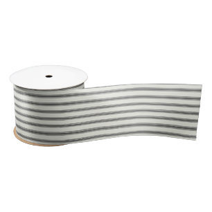 Zwart-wit gestreepte minimalistische Vintage Elega Satijnen Lint