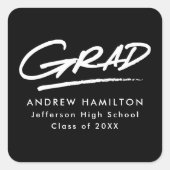 Zwart-wit gestreepte, moderne Afstudeerder Afstude Vierkante Sticker (Voorkant)