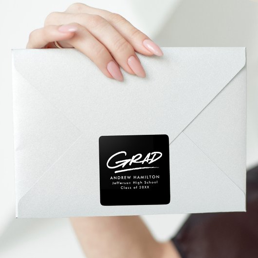 Zwart-wit gestreepte, moderne Afstudeerder Afstude Vierkante Sticker