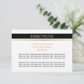 Zwart-wit gestreepte moderne huwelijksrichtingen kaart (Staand voorkant)