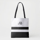 Zwart-wit gestreepte monogram Canvas tas (Voorkant)