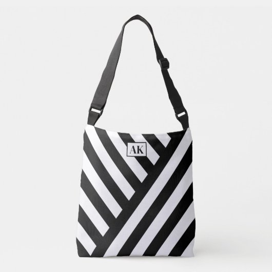 Zwart-wit Gestreepte Monogram Canvas tas (Voorkant)