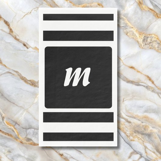 Zwart-wit gestreepte monogram servet
