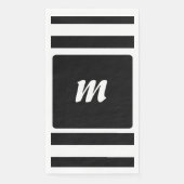 Zwart-wit gestreepte monogram servet (Voorkant)