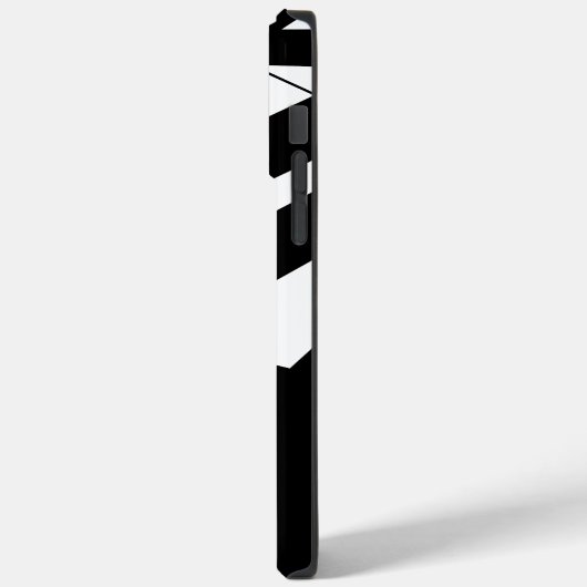 Zwart-wit gestreepte monogramnaam Case-Mate iPhone case (Achterkant / Links)