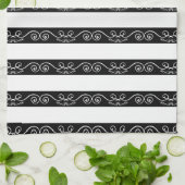 Zwart Wit gestreepte ontwerp Theedoek (Gevouwen)