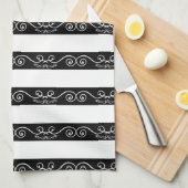 Zwart Wit gestreepte ontwerp Theedoek (Quarter Fold)