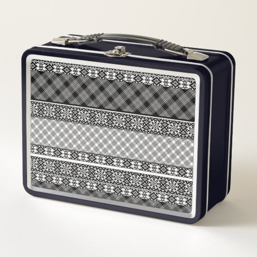 Zwart-wit gestreepte patchwork met kant (Voorkant)