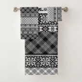 Zwart-wit gestreepte patchwork met kant bad handdoek (Insitu)