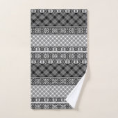 Zwart-wit gestreepte patchwork met kant bad handdoek (Handdoek)