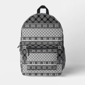 Zwart-wit gestreepte patchwork met kant bedrukte rugzak (Voorkant)