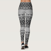 Zwart-wit gestreepte patchwork met kant leggings (Achterkant)