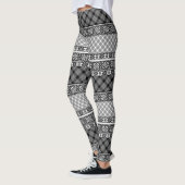 Zwart-wit gestreepte patchwork met kant leggings (Links)