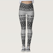 Zwart-wit gestreepte patchwork met kant leggings (Voorkant)