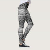 Zwart-wit gestreepte patchwork met kant leggings (Rechts)