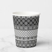 Zwart-wit gestreepte patchwork met kant papieren bekers (Rechts)