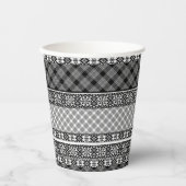 Zwart-wit gestreepte patchwork met kant papieren bekers (Voorkant)