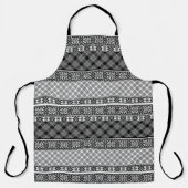 Zwart-wit gestreepte patchwork met kant schort (Voorkant)