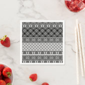 Zwart-wit gestreepte patchwork met kant servet (Insitu)
