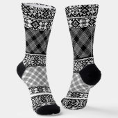 Zwart-wit gestreepte patchwork met kant sokken (Gebogen)