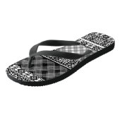 Zwart-wit gestreepte patchwork met kant teenslippers (Schuin)