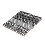 Zwart-wit gestreepte patchwork met kant tegeltje (Zijkant)