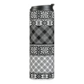 Zwart-wit gestreepte patchwork met kant thermosbeker (Gedraaid links)
