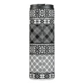 Zwart-wit gestreepte patchwork met kant thermosbeker (Achterkant)
