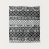 Zwart-wit gestreepte patchwork met kant wandkleed (Voorkant)