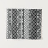 Zwart-wit gestreepte patchwork met kant wandkleed (Voorkant (horizontaal))