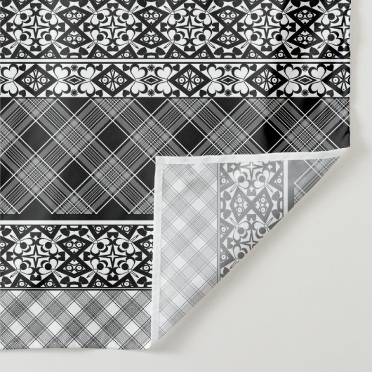 Zwart-wit gestreepte patchwork met kant wandkleed (Detail)