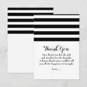 Zwart & wit gestreepte platte bedankkaart (Voorkant / Achterkant)
