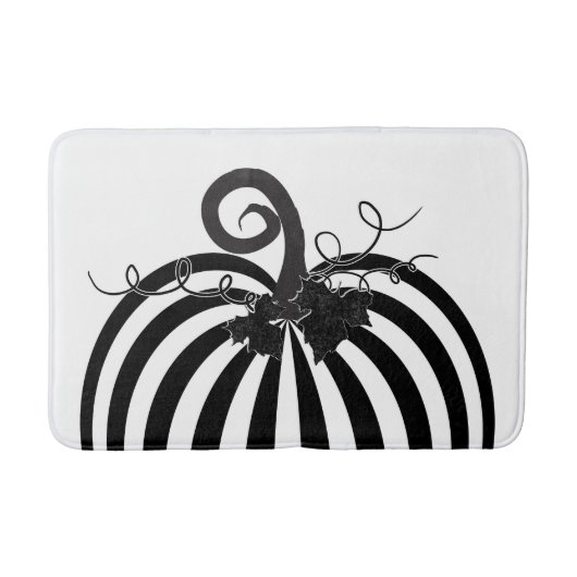 Zwart & Wit Gestreepte Pompoen Chic Herfst  Badmat (Voorkant)